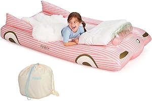 FUNBOY Kids Pink Inflatable Travel Bed & Mattress. Perfect for Sleepovers. Includes Carrying Case Storage Bag, Twin