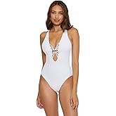 Becca Womens Modern Edge One Piece Swimsuit, Plunge Neck, Bathing Suits for Women
