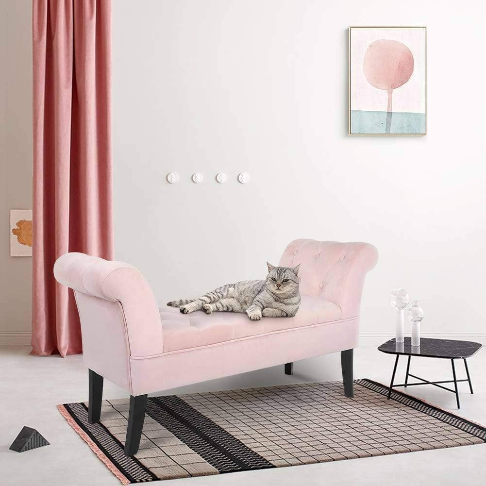 Lyrlody Sofa Bench Velvet Window Seat Upholstered Bench Bedroom Lounge Bench Armed Bed End Seat Pouf Pouffes Ottoman Stool Sofa Bench Footstool Seat For Home Living Room Pink 120 X 43 X 41 50cm Amazon Co Uk
