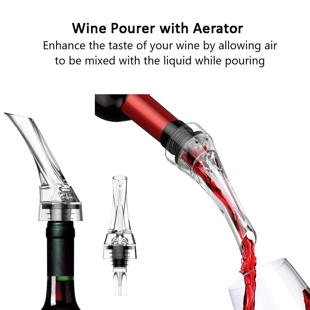 VNSG Deluxe Wine Set⎮Wine Accessories⎮Set of 5 pieces (Foil Cutter, Wine Bottle Opener/Corkscrew, Wine Aerator, 2 Bottle Stoppers/Wine Preserver)⎮Wine Gift Set⎮House Warming Presents⎮Wine Opener Set