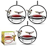 Mosaic Birds Hummingbird Feeder for Outdoors Hanging, 3.4 OZ Hummingbird Feeders, Glass Bowl with 4 Feeding Ports, Leak Proof Lid & Circular Perch, Bird Feeder (1, Black)
