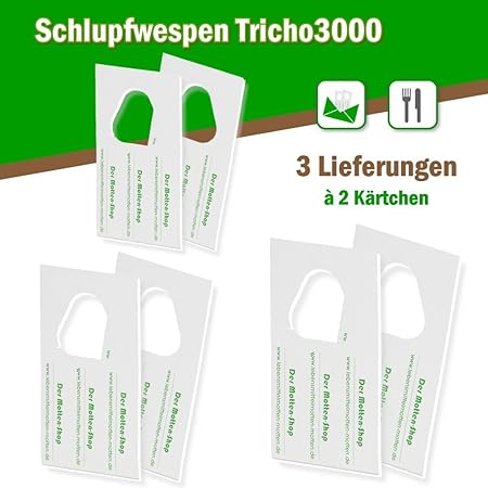 Der Motten-Shop Schlupfwespen gegen Lebensmittelmotten 6000 Stück x 3 Lieferungen auf 2 Karten