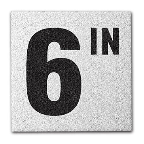 Ceramic Swimming Pool Deck Depth Marker " 6 IN " Abrasive Non-Slip Finish, 4 inch Font