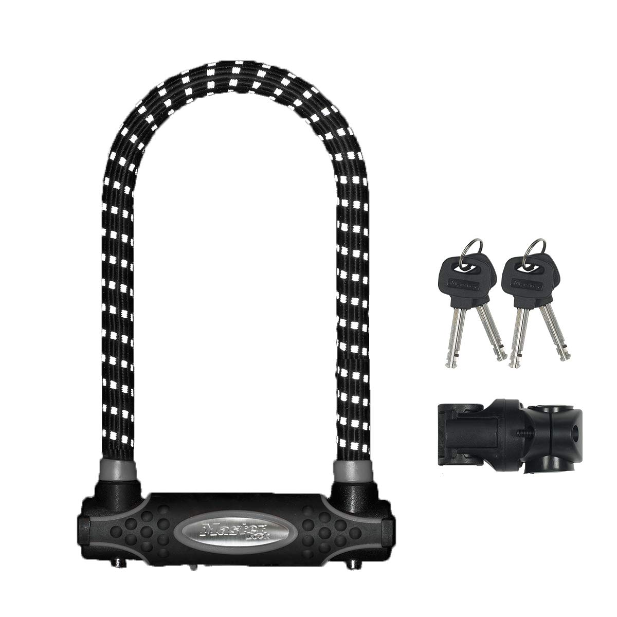 MASTER LOCK Heavy Duty Bike D Lock [Key] [Universal Mounting Bracket] [Certified Bike Lock] [Police Approved] [Reflective Design] 8195EURDPROREF - Ideal for All Kinds of Bikes