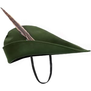 Cdecgo Men's Renaissance Robin Hat with Detachable Feather, Medieval Hats Ren Faire Cap
