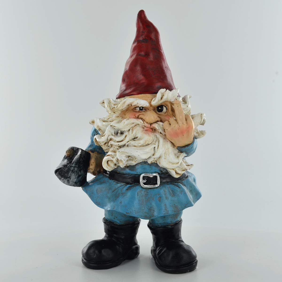 Gnome- Middle Finger Garden Ornament Home Decor Joke Present Novelty Gift Fantasy Figure Comical Elf H18.5cm