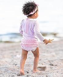 RuffleButts® Baby/Toddler Girls Lilac Seersucker