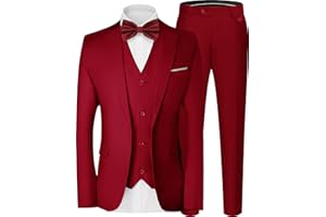 Saruit Mens Suit Tuxedo Set Slim Fit Suits 3 Piece One Button Prom Wedding Blazer Vest Pants with Bow Tie