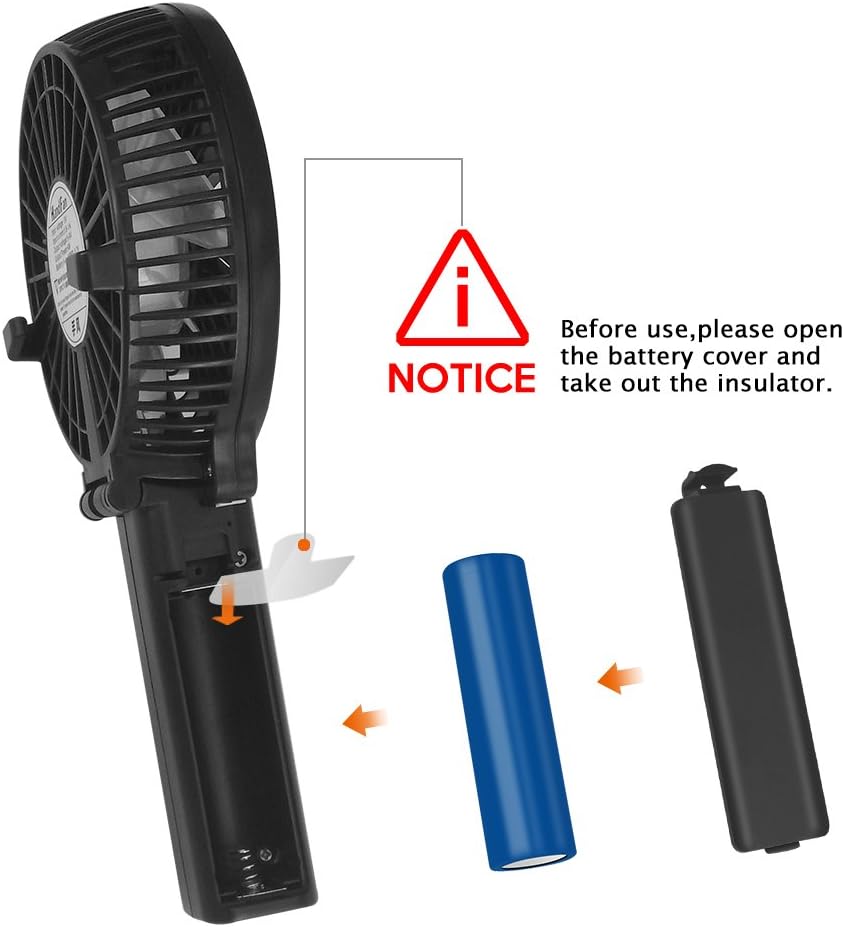 VersionTECH. Mini Portable Fan, USB Battery Operated Desk Fan, Small Personal Handheld Table Fan with USB Rechargeable Cooling Folding Electric Fan for Travel Office Room Household Black: Home & Kitchen