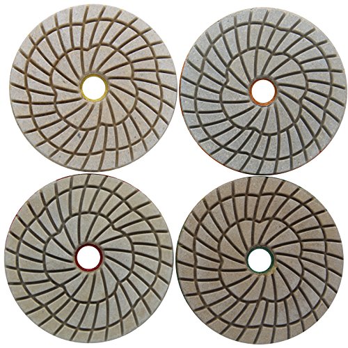 Easy Light 4 Inch 4-Step Diamond Wet Polishing Pads Abrasive Tool for Granite Marble 4 Pcs