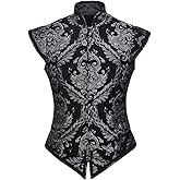 CosplayDiy Mens Tudor Vest Victorian Suit Vest Tudor Jerkin Gothic Steampunk Waistcoat