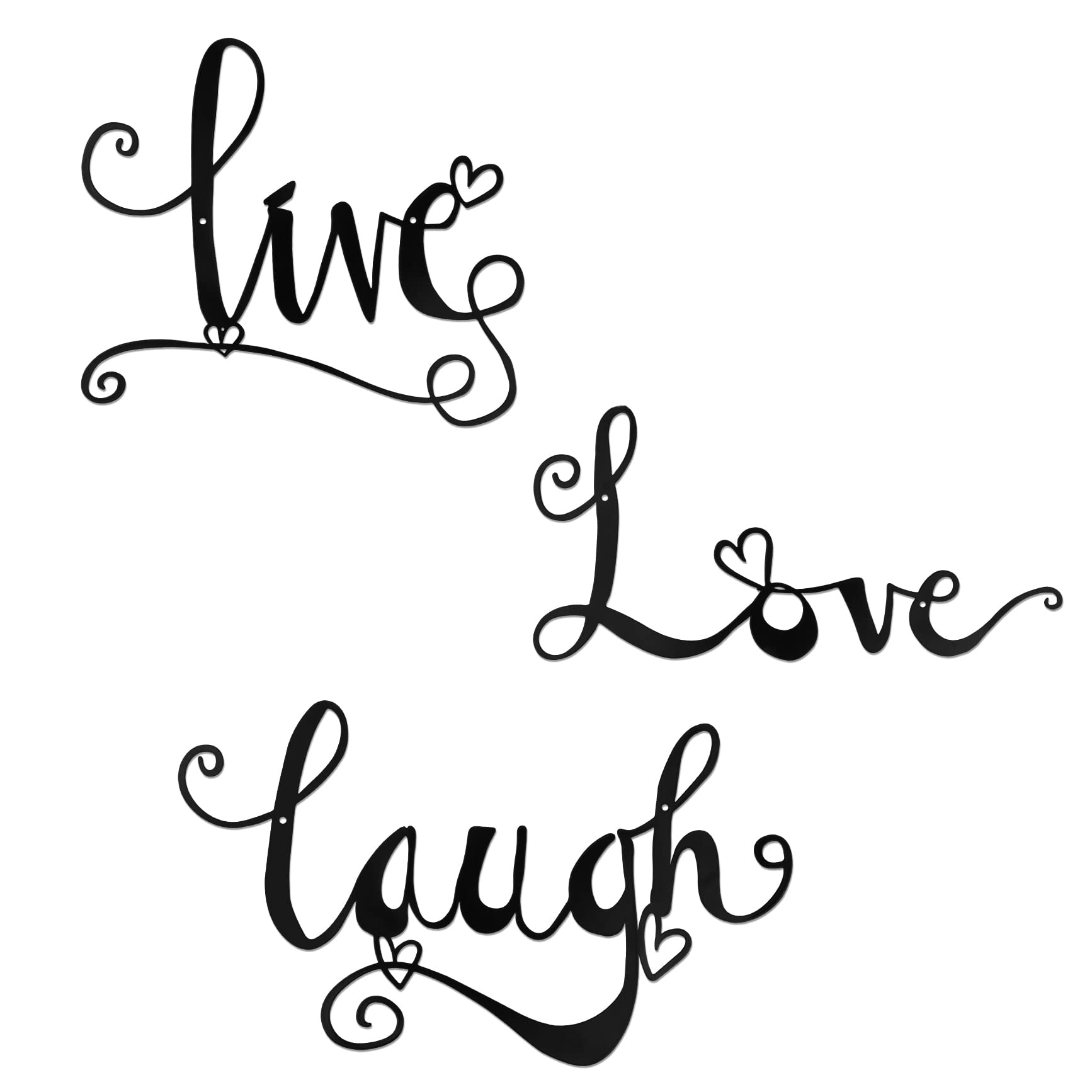 Larber Black Metal Wall Art Live Love Laugh Metal Wall Decor Words Art Signs Wall Hanging for Indoor Outdoor Living Room Bedroom Dorm Kitchen Decorations