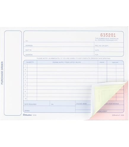 - order page - ああ Blueline Purchase Orders, 50 Numbered Carbonless Duplicates