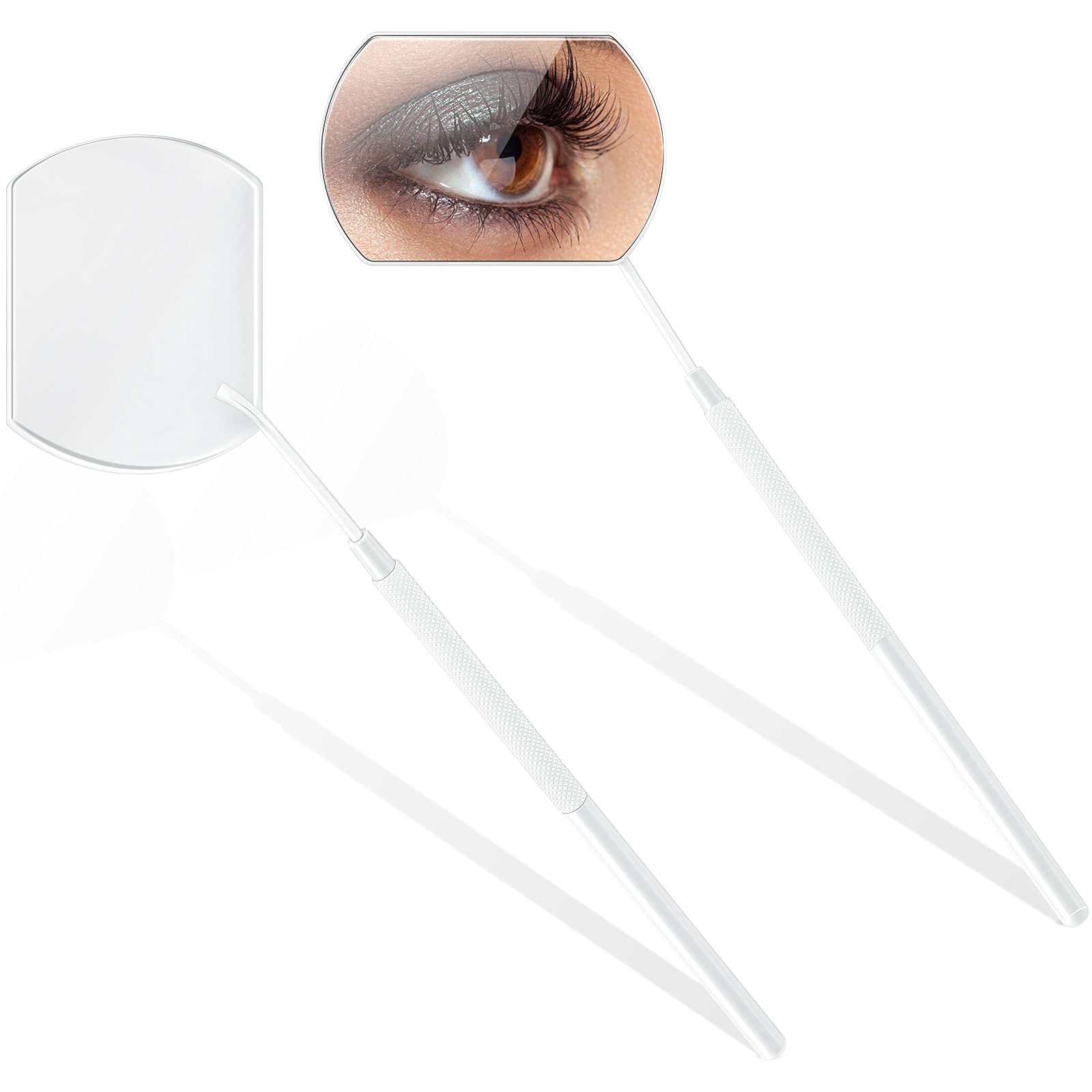 Photo 1 of 2 Pieces Lash Mirror for Eyelash Extensions Large Square Stainless Steel Eyelash Mirror Lash Tools(White)