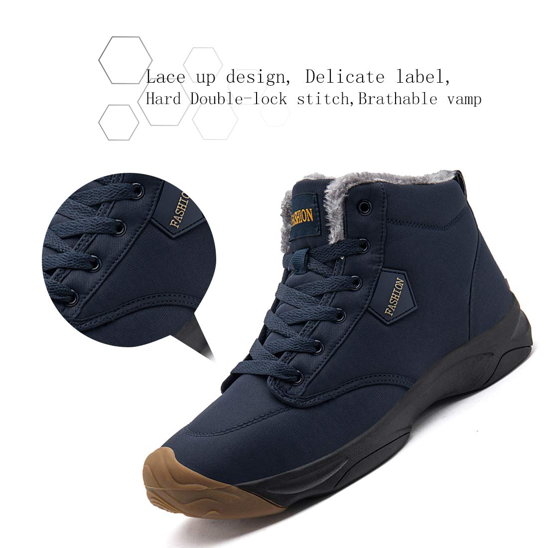 GOUPSKY Snow Boots for Men Lightweight Lace up Winter Shoes Outdoor Fur Lined Booties