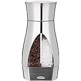 Trudeau Stainless Steel Manual 2-in-1 Salt and Pepper Mill - 7.5-Inch Space-Saving Grinder with Durable Carbon Steel Pepper Grinder and Rust-Proof Ceramic Salt Grinder - Adjustable Grind Settings