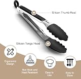 Navani 9-inch Silicone Tongs Cooking Air Fryer Salad Grilling BBQ Stainless view 3