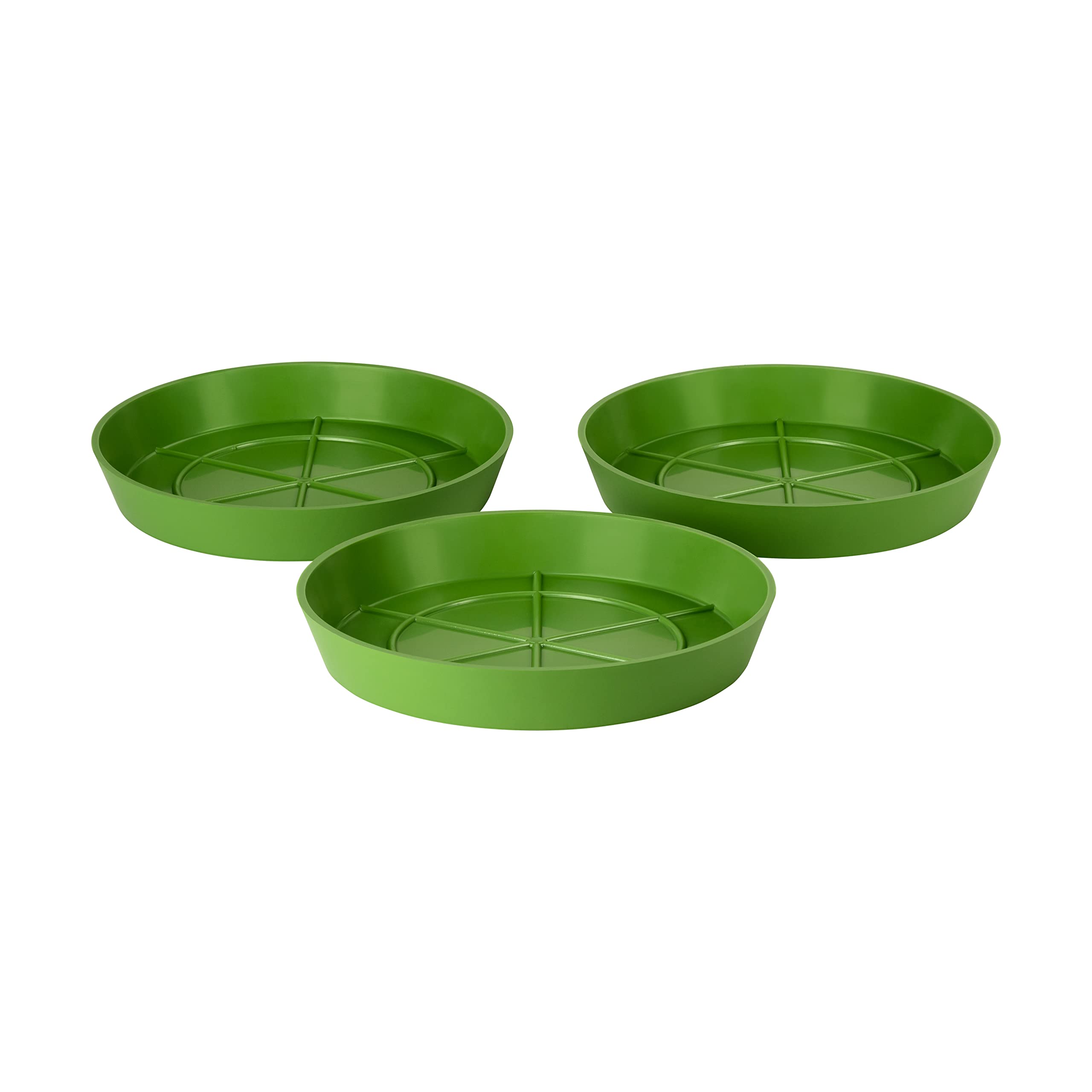 Hum Flowerpots Pack of 3 Saucers, Sturdy Drip Trays, Choice of Size and Colour, for Outdoor/Indoor Plant Pots - 17cm Green