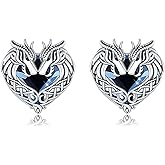 Horse/Dragon/Wolf Earrings for Women 925 Sterling Silver Celtic Knot Horse/Dragon/Wolf Earrings with Crystal Animal Jewelry Gifts for Women Girls