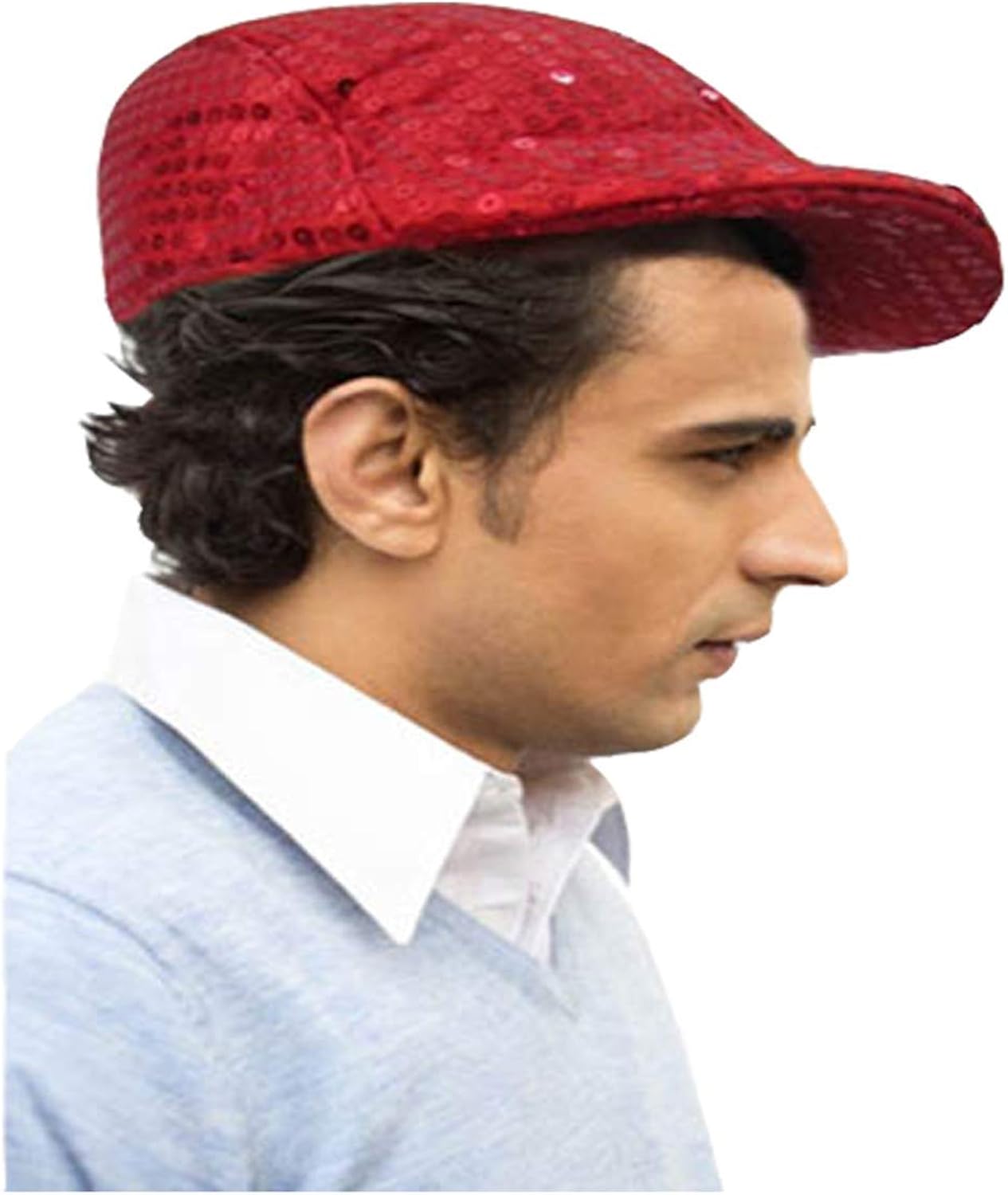 Dress Up America Sequined Flat Cap - Cabbie Hat For Men - Red Sequin Newsboy Flat Cap For Men