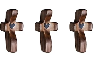 Yookin Cross My Heart | Encouragement Gift Wooden Cross Fingertip Stress Relief Gifts Pocket Small Cross Christmas Gift Handheld Wooden Cross (Black 3pcs)