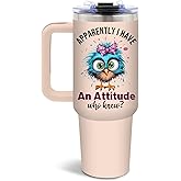 DUUV Sarcastic Tumbler for Women, Apparently I Have an Attitude Who Knew Funny 40 Oz Coffee Mug Tumbler with Handle, Thanksgiving Christmas Birthday Gifts for Coworker, Friend, Sister, 1PCS