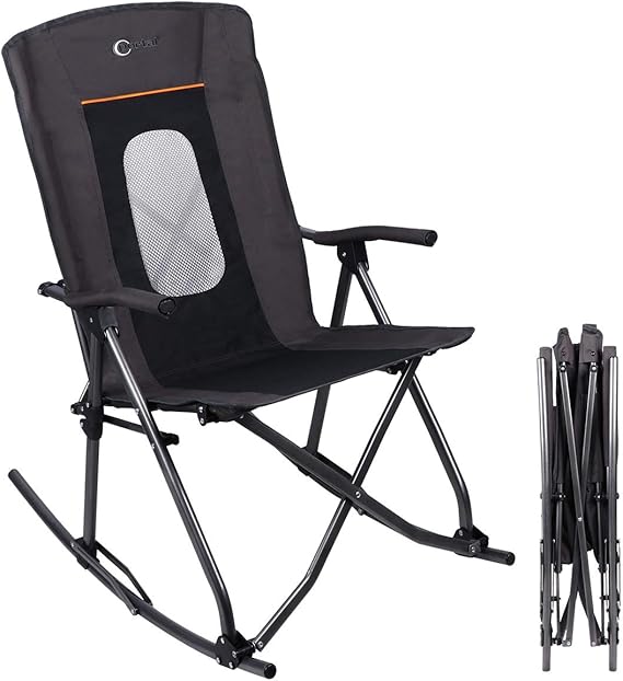 PORTAL Oversized Quad Folding Camping Rocking Chair High Back Hard