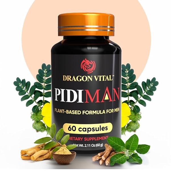 DRAGON VITAL PIDIMAN PLANT-BASED PERFORMANCE SUPPLEMENT FOR MEN, ENERGY AND DRIVE ENHANCEMENT FORMULA, 60 CAPSULES, 30-DAY SUPPLY, VEGAN DIETARY SUPPLEMENT