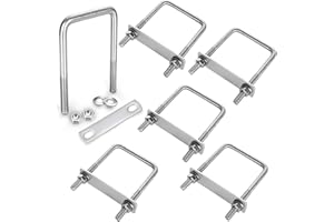 LOSYHU 6 Pcs 4 Inch U Bolts Stainless Steel Square U-Bolt Inner Width Carbon Steel M10 Heavy Duty U-Shaped Bolts with Nuts & Washers Accessories for Automobiles Boat Trailer Industrial Parts