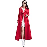 ebossy Women's Double Breasted Duster Trench Coat Slim Full Length Maxi Long Overcoat