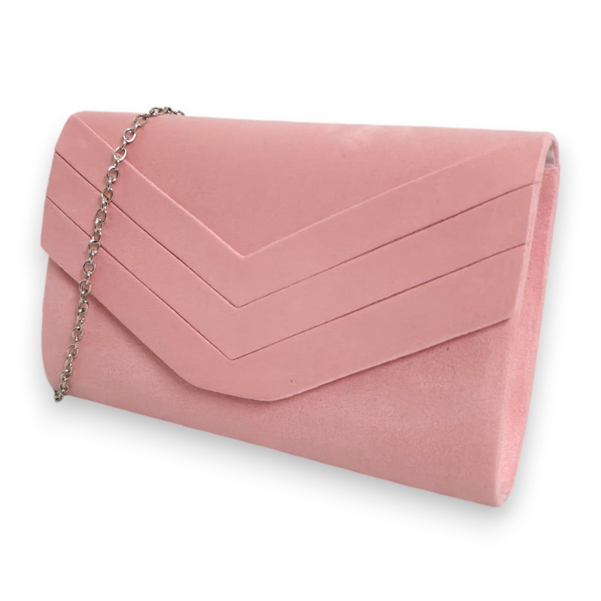 fi9 Women's Stylish Suede Envelop Style Bridal Wedding Evening Clutch Party Purse Hand Bag (Baby Pink)