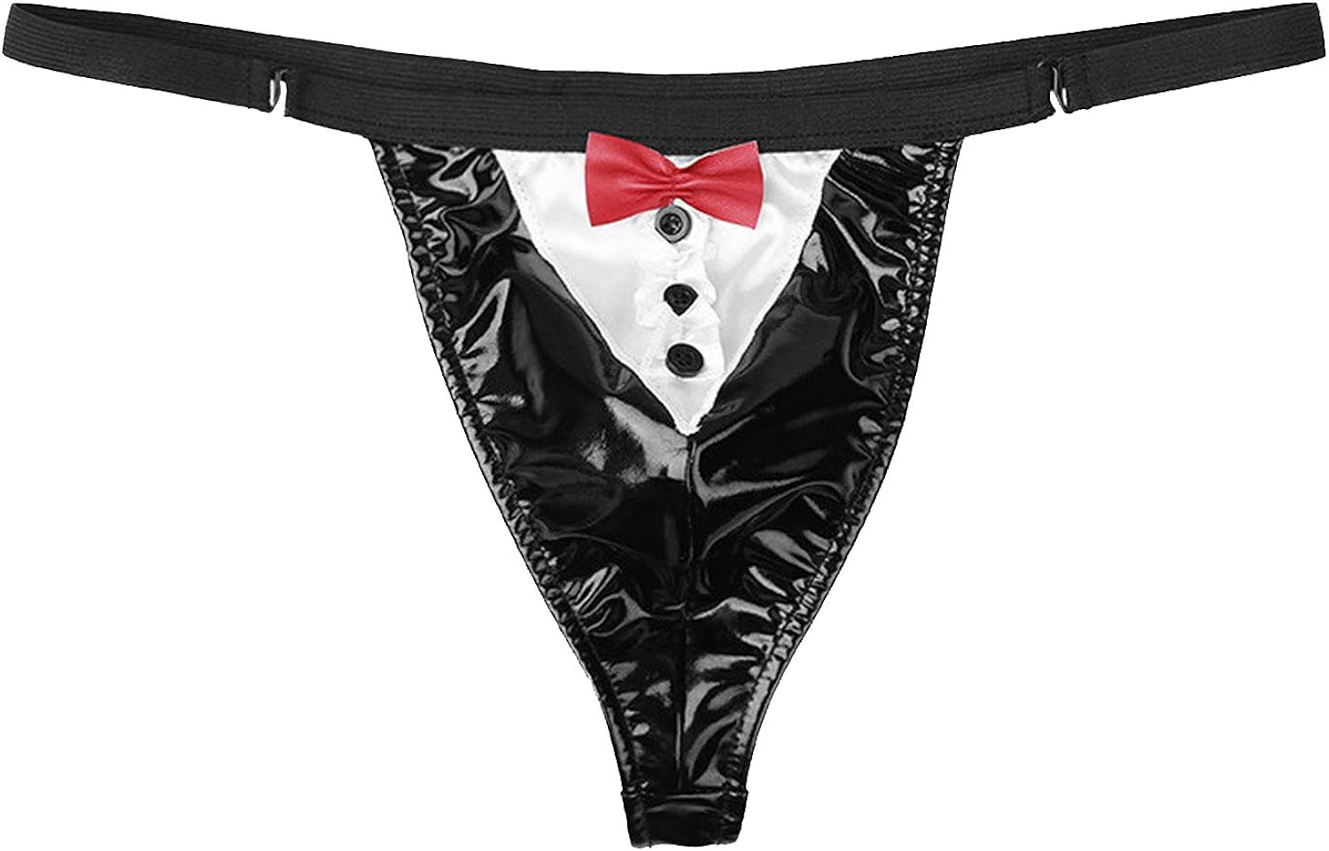 CaCoo Men Sexy Underwear Patent Leather Lingerie Low Rise Bulge Pouch