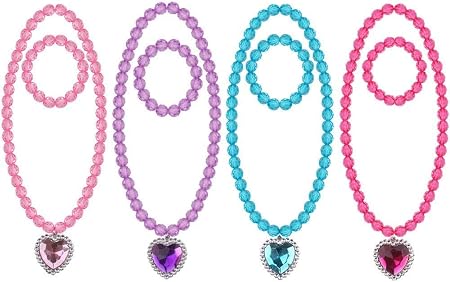 Amazon Minloor 4セットプリンセスごっこジュエリープリンセスネックレス ブレスレットジュエリー プリンセスジュエルネックレスドレスネックレスブレスレットパーティー好意誕生日ギフトごっこ遊び リング 指輪 おもちゃ