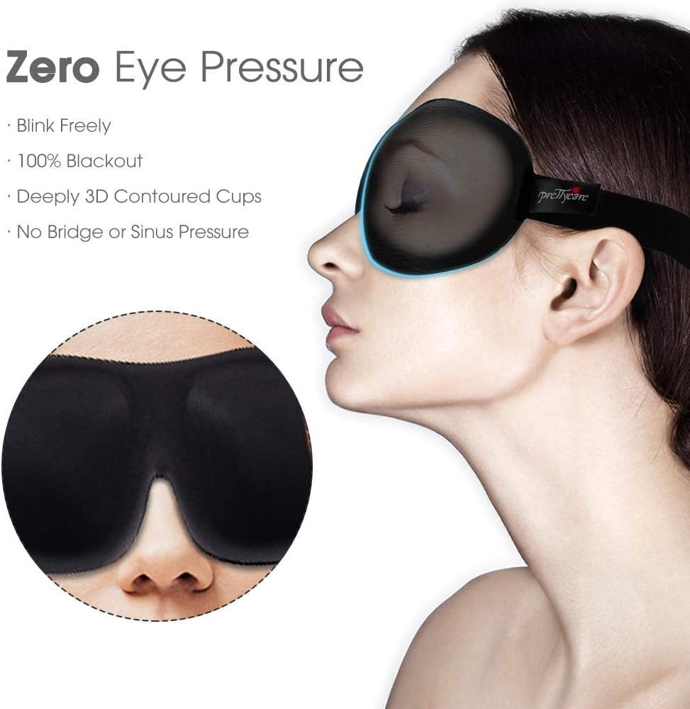 PrettyCare Sleep Mask 2 Pack,Eye Mask for Sleeping - 3D Contoured Sleeping Mask 100% Blackout - Blindfold Airplane with Ear Plugs, Night Masks with Travel Bag: Health & Personal Care