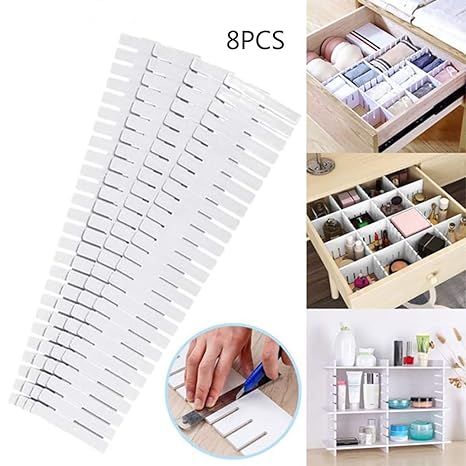 Keby 8pcs Plastic Drawer Dividers Adjustable Diy Plastic Closet