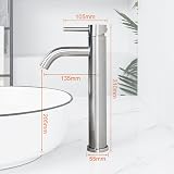 Ibergrif Tall Basin Mixer Tap Brushed Nickel Stainless Steel Single Lever view 6