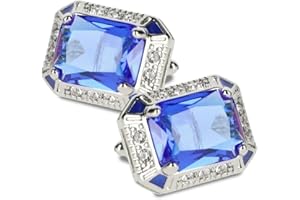 VITTORIO VICO Big Rectangular Colored Crystal Cuff Links for Men – Tuxedo Suit Accessories, Cufflinks for Men
