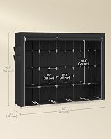SONGMICS Clothes Wardrobe Portable Closet 5 Hanging Rails Shelves Black view 6