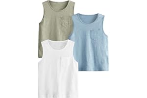 Floerns Boy's 3 Pcs Sleeveless Crew Neck Pocket Casual Solid Tank Top