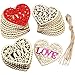 Tatuo 30 Pieces Heart Wooden Embellishments Wood Tags Love Heart Hanging Ornament and 30 Pieces Twines for Valentine's Day Decorations Wedding Crafts