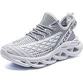 Jakcuz Plus Size Men's Lightweight Walking Shoes Mesh Fish Scale Pattern Fashion Sneakers