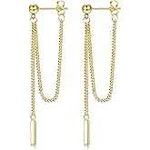Minimalist Long Chain Dangling Earrings for Women Cool Tassel Long Bar Ear Stud Chain Linear Drop Threader Earrings Jewelry
