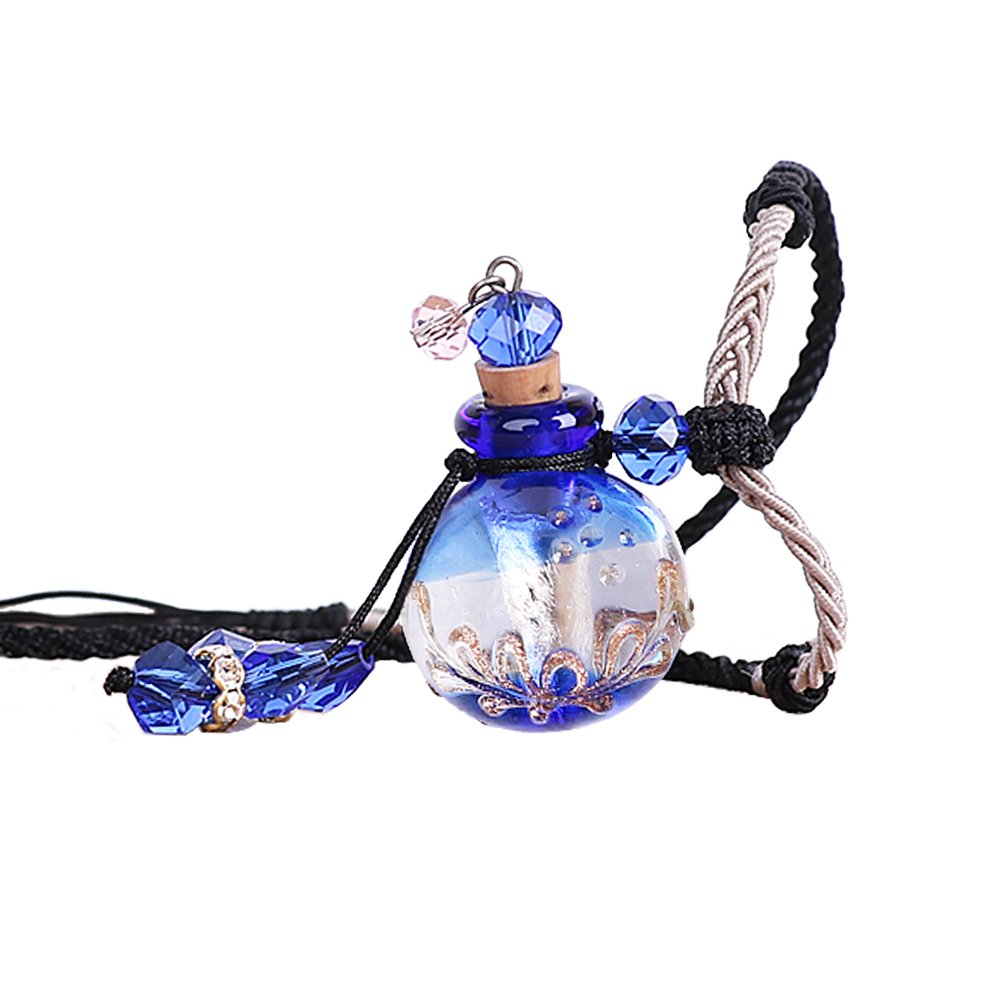 Aromatherapy Essential Oil Diffuser Necklace, JMT® Italy Premium Glass Handcraft Aroma Pendant With Adjustable Chain Full Length 20\'\'-28\'\', Free Accessories Gifted (Diamond Blue)