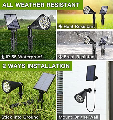 MEIHONG Solar Spot Light Outdoor with Separate Panel, Solar Tree Lights Waterproof Outdoor Solar LED Landscape Lights Dusk to Dawn, Solar Powered Accent Lights for Garden Walkway (1 Pack)