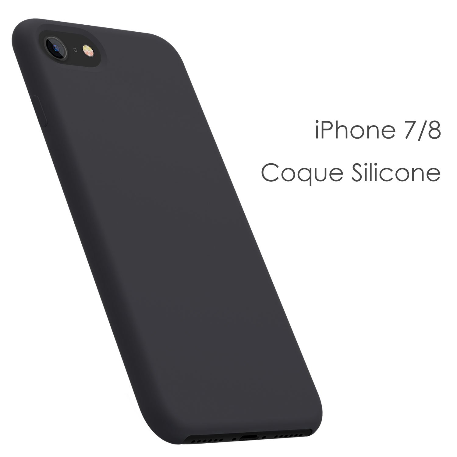Coque iPhone 7 / 8 , JASBON Coque Silicone Liquide Anti-rayure avec Protecteur d\'écran Gratuit, Housse Protection Silicone Anti-patinage Gel Case de Style Classique pour iPhone 7 / 8 - Noir