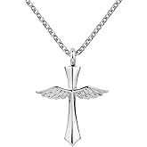 TGLS Angel Wing Cross Cremation Urn Necklace for Human Ashes Pet Memorial Keepsake Pendant Jewelry for Mom Dad Grandma Pet Dog Cat