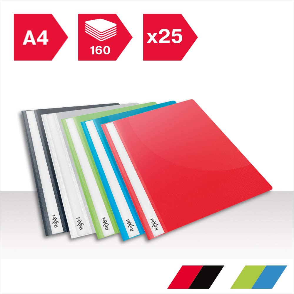 Rexel Choices, 2115641, Report File, A4, 160 Sheet Capacity, Pack of 25, Assorted Colours