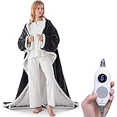 Westinghouse Electric Snuggle Throw Blankets with Foot Pocket, Wearable Heated Blanket with Sleeves, 6 Heating Levels & 2 to 