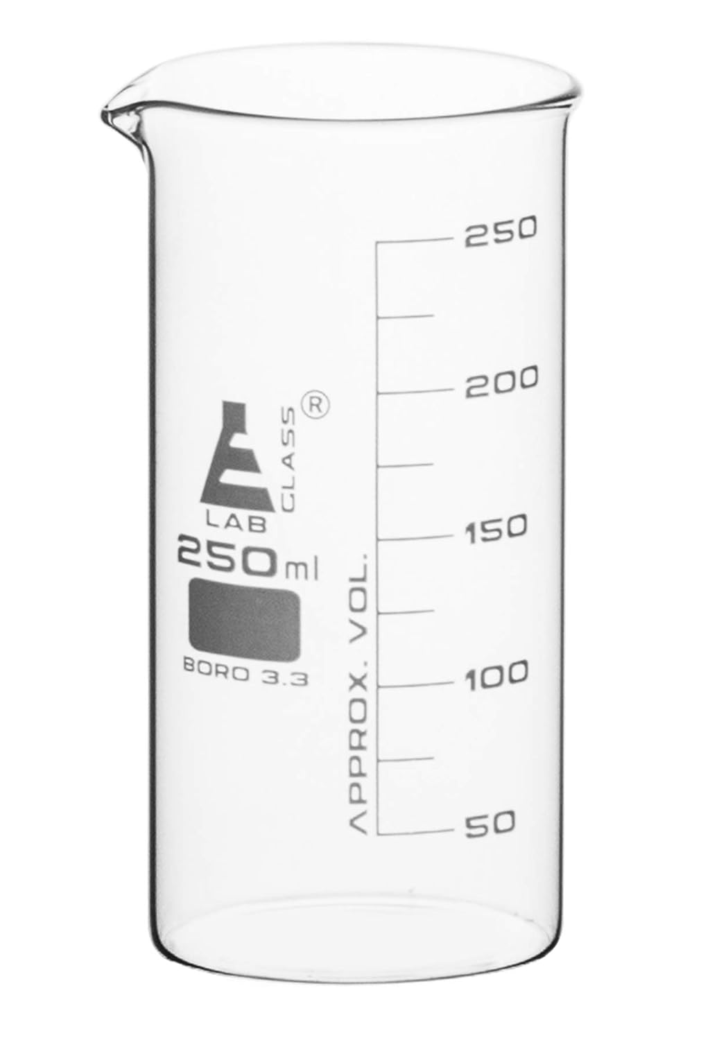 Beaker 250ml Tall Form With Spout White 25ml Graduations Borosilicate 3 3 Glass Eisco Labs Amazon Com Industrial Scientific