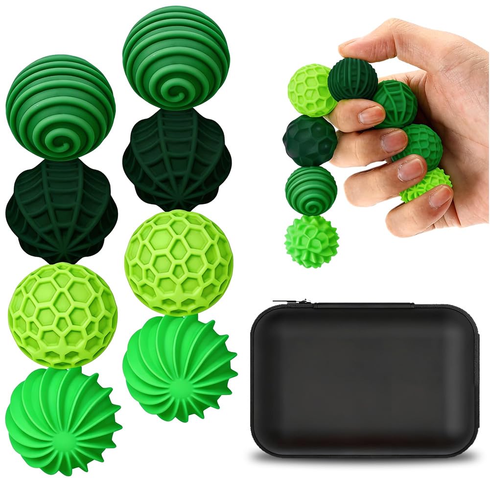 Magnetic Balls Fidget Toy for Adults Kids, 8PCS Balls Fidget Toys, Magnetic Fidget Balls, Silicone Magnetic Balls for Autism ADHD Anxiety, Office Desk Toy for Women Men Teen (Green) ﻿